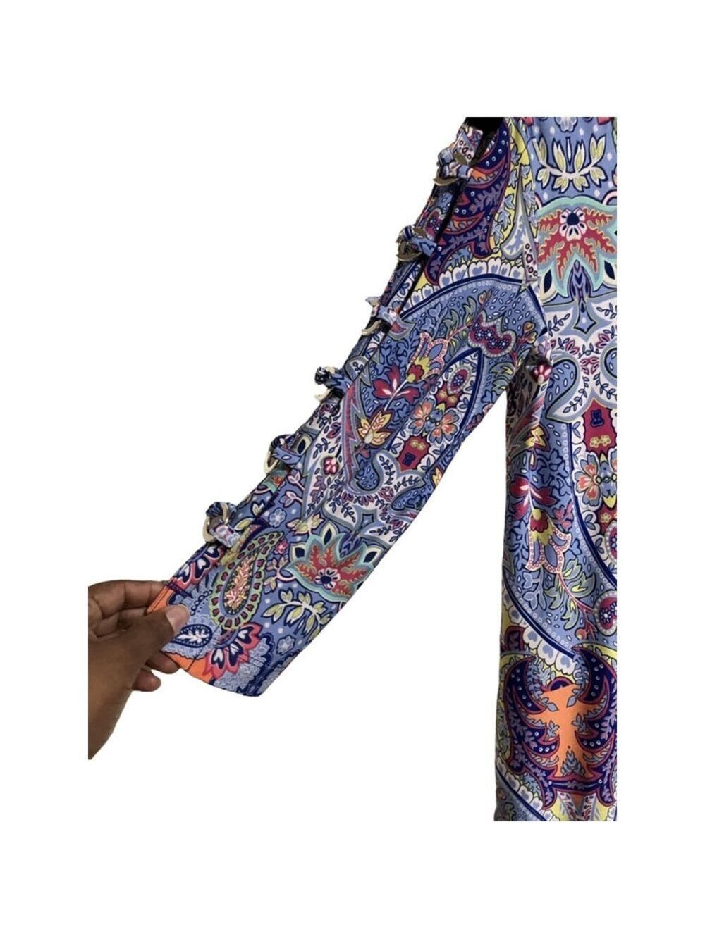 2 for $10 special☀️ Women's Ivy Lane Dress, PM, Blue Multicolored Paisley - Picture 3 of 7